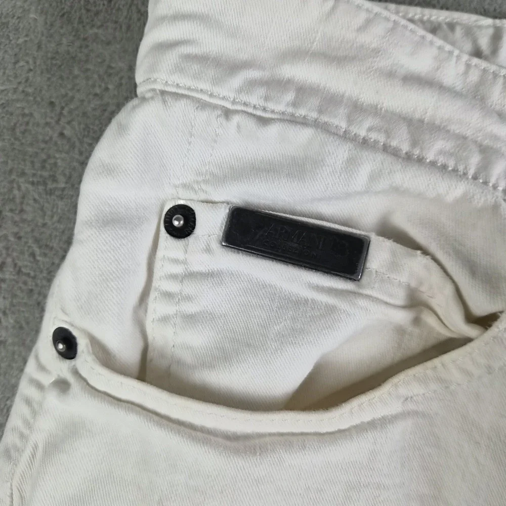 Armani Collezioni Jeans White Denim Slim Fit Stretch Straight Leg  J15 Luxury